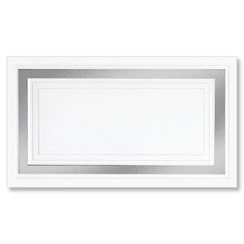 PaperDirect White 65lb Cover Stock Place Cards, Silver Foil Border, Micro-Perforated, 2" x 3 1/2", 200/box, Laser and Inkjet Compatible - Image 1